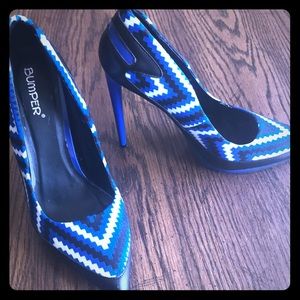 Sexy blue and white platform heels